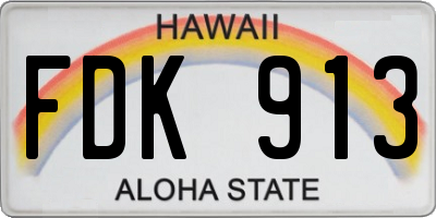 HI license plate FDK913