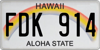 HI license plate FDK914