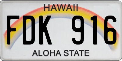 HI license plate FDK916