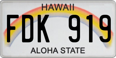 HI license plate FDK919