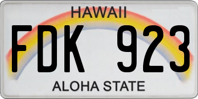 HI license plate FDK923