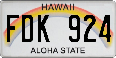 HI license plate FDK924