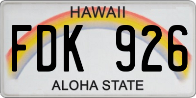 HI license plate FDK926