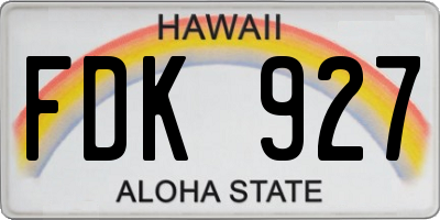 HI license plate FDK927
