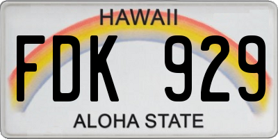 HI license plate FDK929