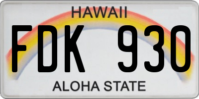 HI license plate FDK930