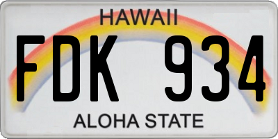 HI license plate FDK934