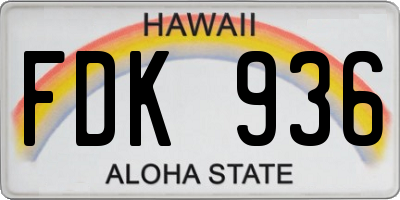 HI license plate FDK936