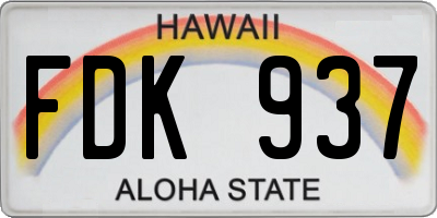 HI license plate FDK937