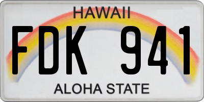 HI license plate FDK941