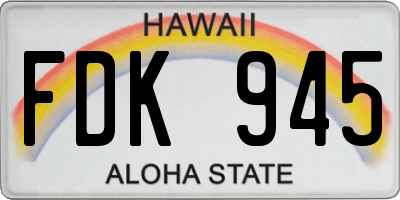 HI license plate FDK945