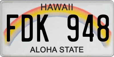 HI license plate FDK948