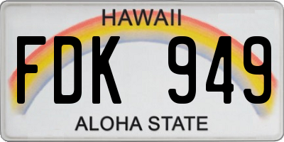 HI license plate FDK949