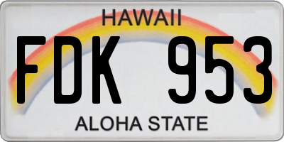 HI license plate FDK953