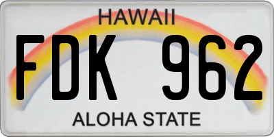 HI license plate FDK962