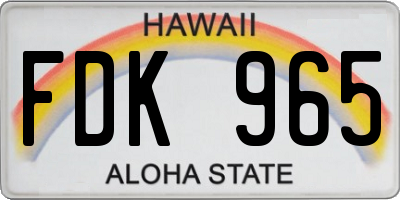 HI license plate FDK965