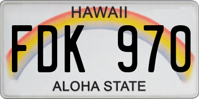 HI license plate FDK970