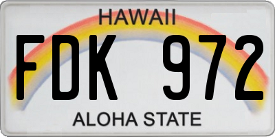 HI license plate FDK972