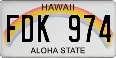 HI license plate FDK974