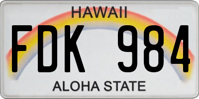 HI license plate FDK984