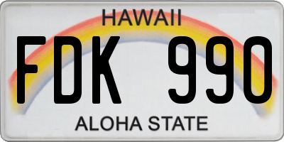 HI license plate FDK990