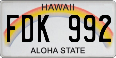 HI license plate FDK992