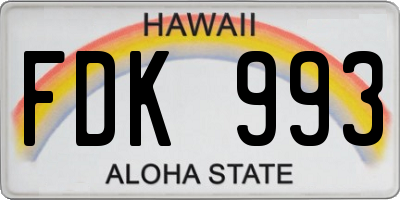 HI license plate FDK993
