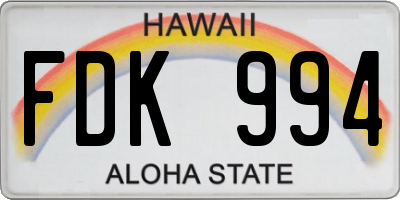 HI license plate FDK994