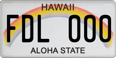 HI license plate FDL000