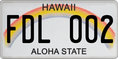 HI license plate FDL002