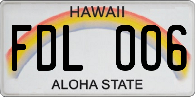 HI license plate FDL006