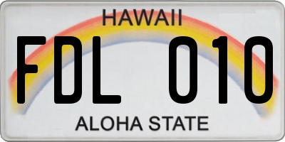 HI license plate FDL010