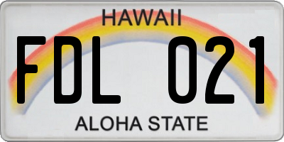 HI license plate FDL021