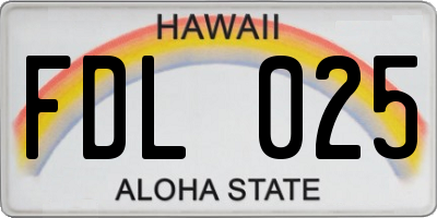 HI license plate FDL025