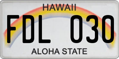 HI license plate FDL030