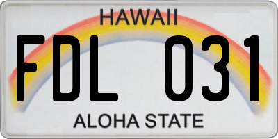 HI license plate FDL031