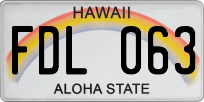 HI license plate FDL063