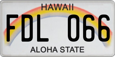 HI license plate FDL066