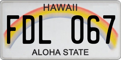 HI license plate FDL067
