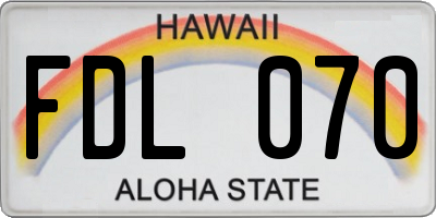 HI license plate FDL070