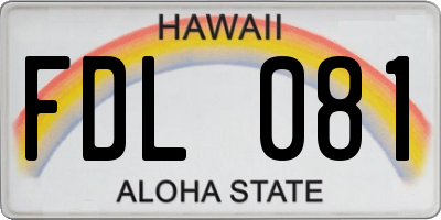 HI license plate FDL081