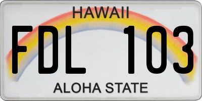 HI license plate FDL103