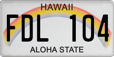 HI license plate FDL104