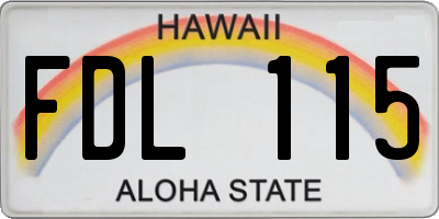 HI license plate FDL115