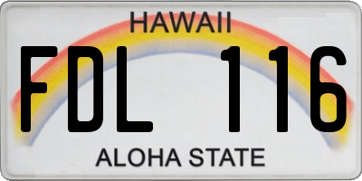 HI license plate FDL116