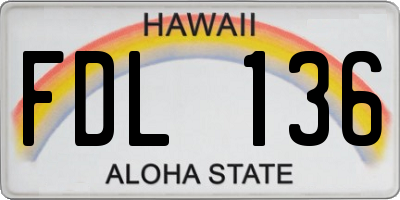 HI license plate FDL136