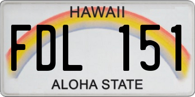 HI license plate FDL151