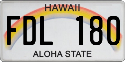 HI license plate FDL180