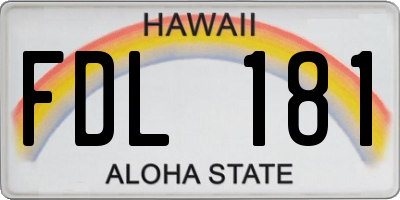 HI license plate FDL181
