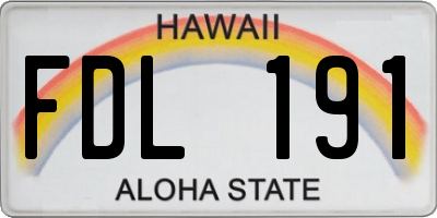 HI license plate FDL191